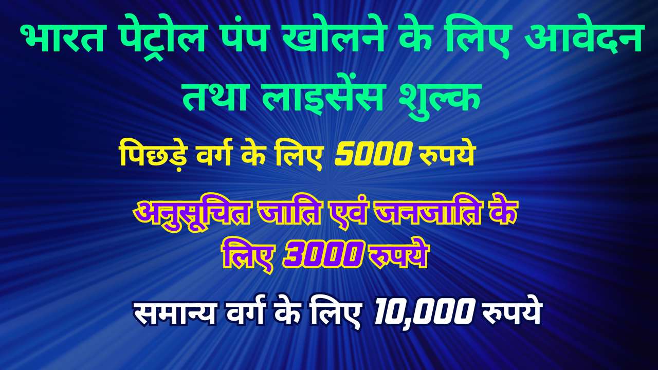भारत पेट्रोल पंप खाेेलनेके लिए आवेदन तथा लाइसेंंस शुल्‍क   