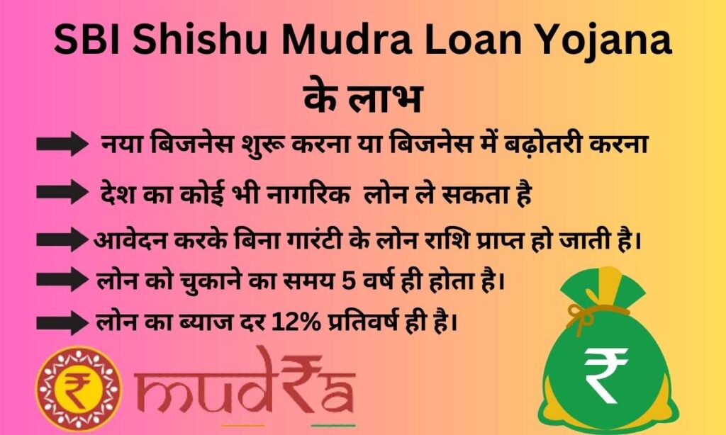 SBI Shishu Mudra Loan Yojana के लाभ