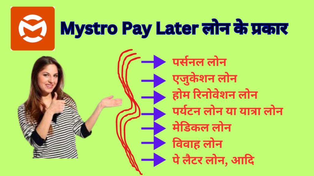 Mystro Pay Later लोन के प्रकार 