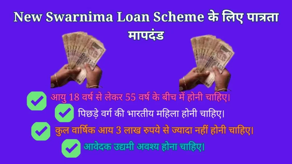 New Swarnima Loan Scheme के लिए पात्रता मापदंड